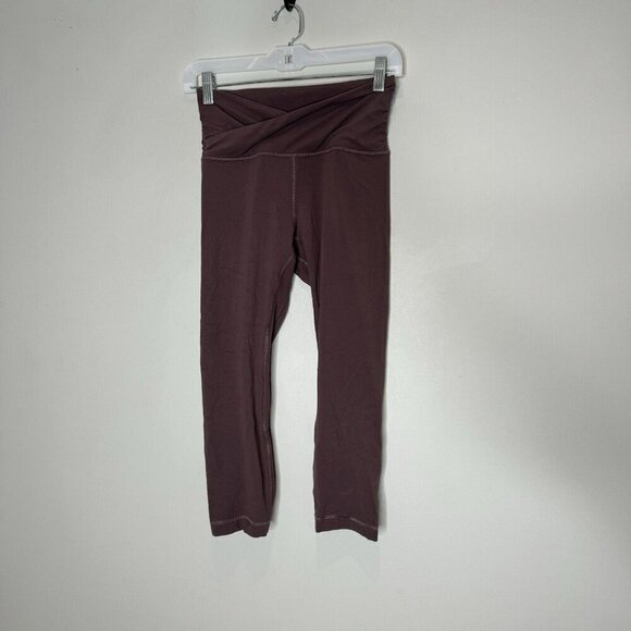 Lululemon Align High Rise Cross Waist Crop 21” Leggings Size 6 Taupe Purple - Picture 1 of 9